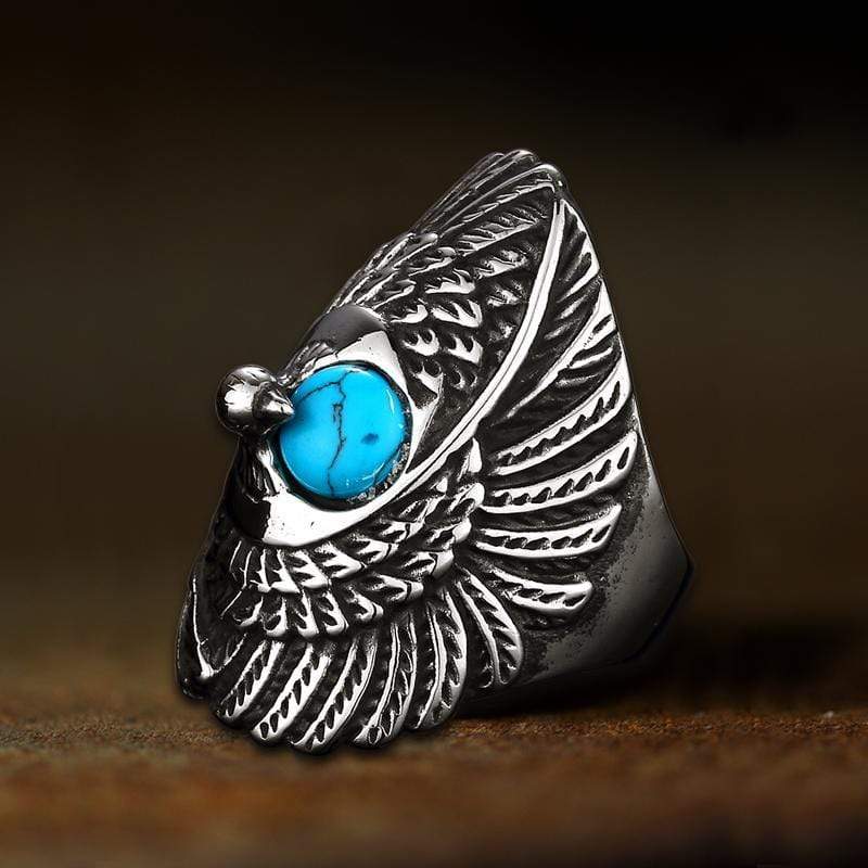 Indian Eagle Stainless Steel CZ Ring