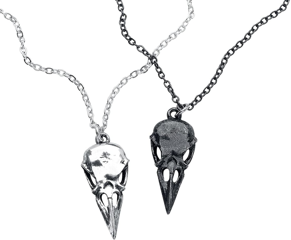 couples raven skull gothic necklaces