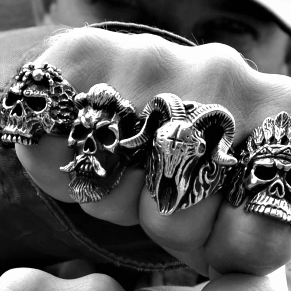 Gothic Cross Skull Ring Dangerous Skull Bone Punk Ring Stainless Steel Size  7-13 | eBay