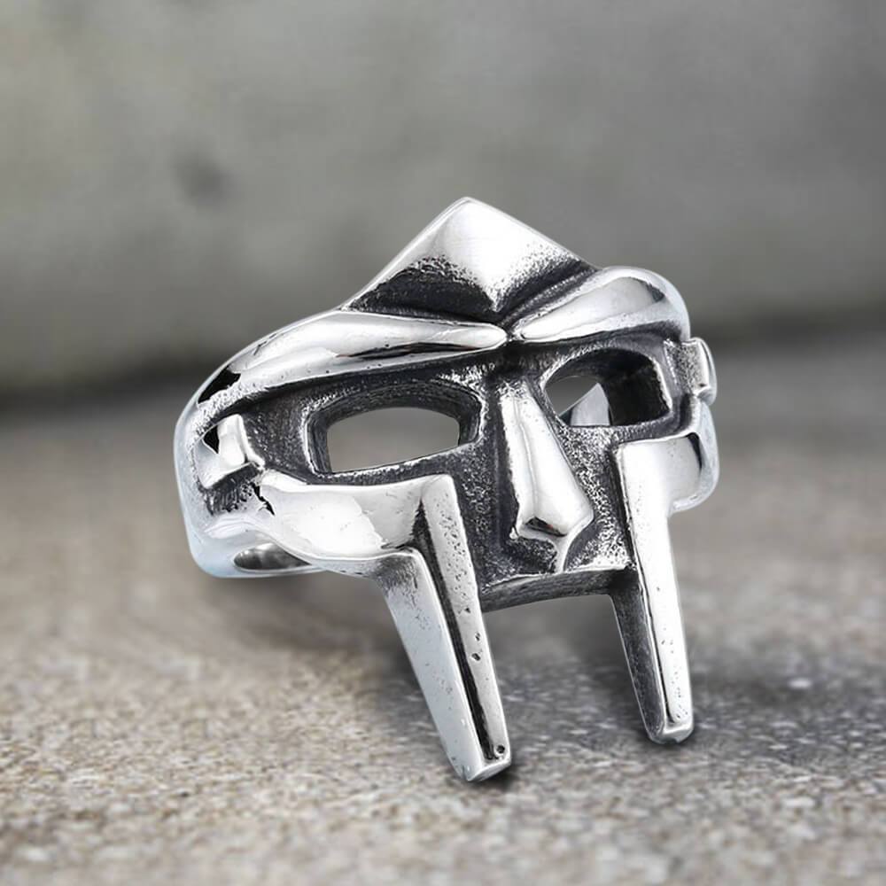 MF Doom Mask Stainless Steel Ring, Silver