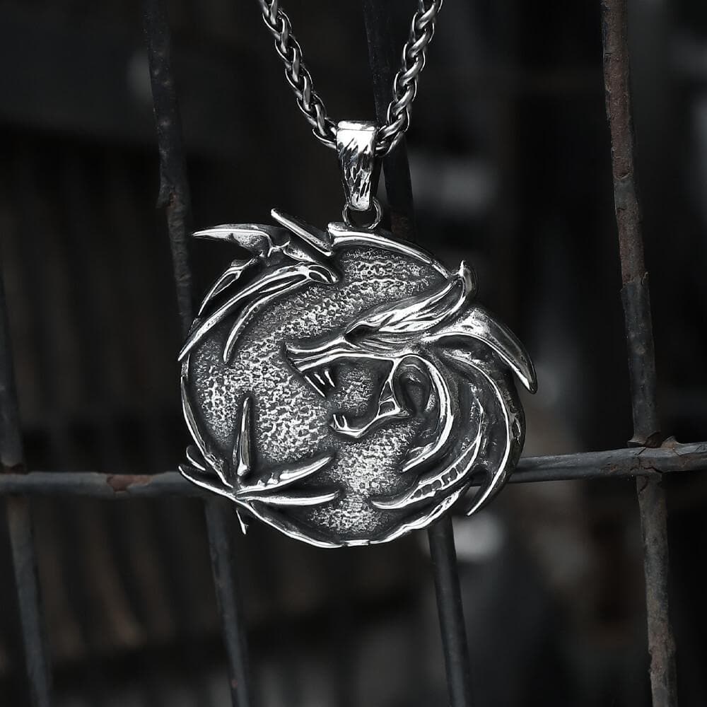 The Witcher Medallions Stainless Steel Wolf Pendant - The Gothic Merchant