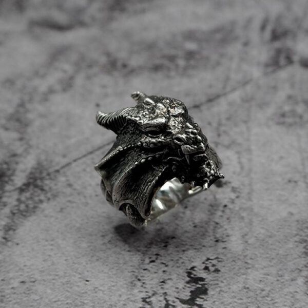 Vintage Norse Dragon Sterling Silver Men's Biker Ring
